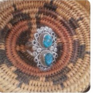 .925 Vintage Navajo Sterling Silver and Turquoise Ring-Signed by DY